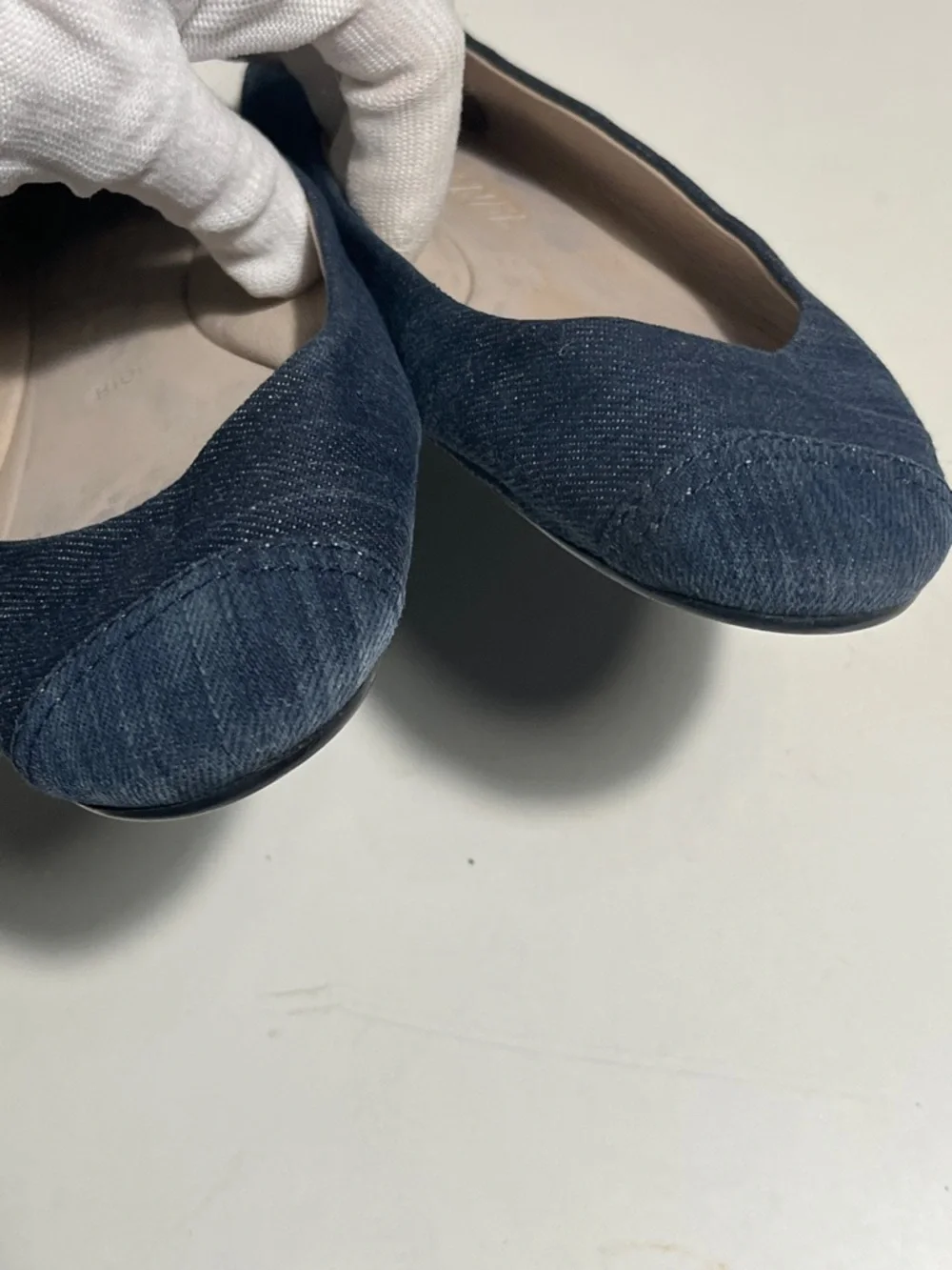 CHANEL Dark Navy Denim Ballet Flats